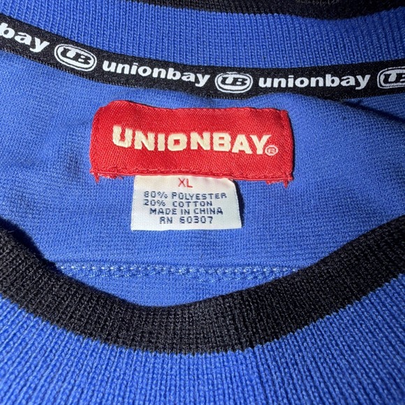 Unionbay Crewneck Sweatshirt Blue Black Stripe XL Fits Like Men's Large - Picture 3 of 9